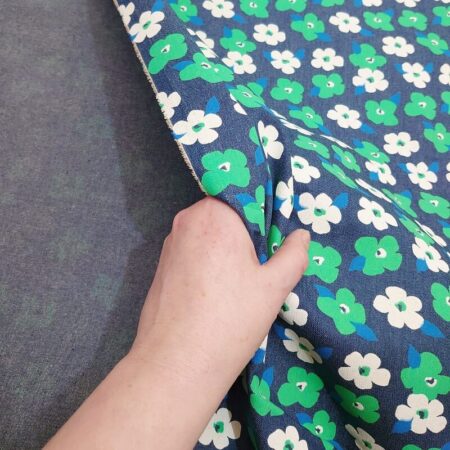 Green Flowers 8oz Cotton Denim - Image 3