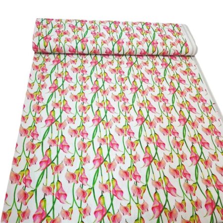 Pink Calla Lily Linen Viscose Cotton