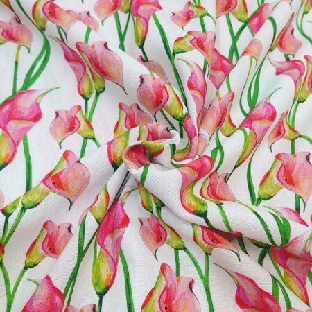 Pink Calla Lily Linen Viscose Cotton - Image 3