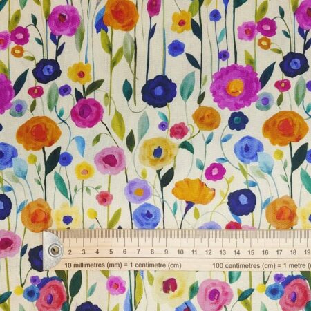 Painted Flowers Linen Viscose Cotton - Image 4