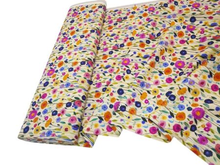 Painted Flowers Linen Viscose Cotton - Image 2