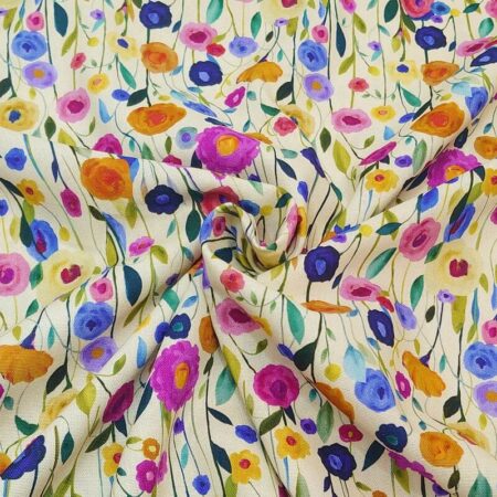 Painted Flowers Linen Viscose Cotton - Image 3