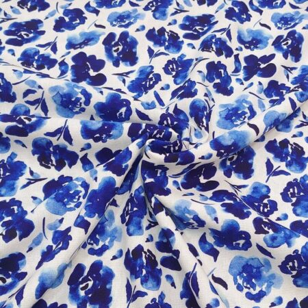 Blue Roses Linen Viscose Cotton - Image 3