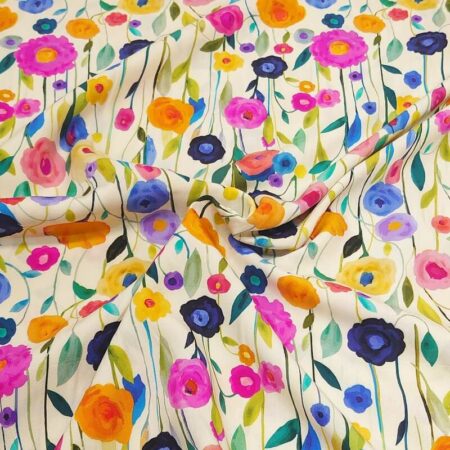 Painted Flowers Viscose - Image 3