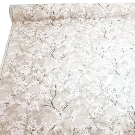 Spring Blossom on Natural Linen Look Cotton
