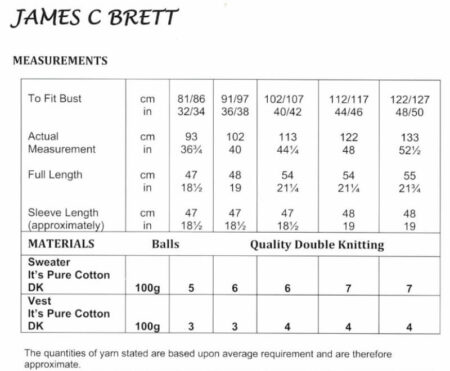 James C Brett Sweater and Vest Pattern JB943 - Image 2