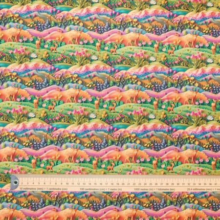 3D Fondant Clay Look Hillside Flowers Cotton - Image 5