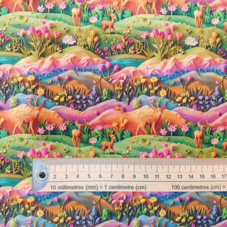 3D Fondant Clay Look Hillside Flowers Cotton - Image 4