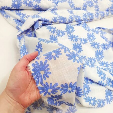 Blue Daisies Polycotton - Image 3