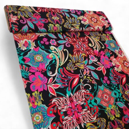 Bright Patterns on Black Viscose