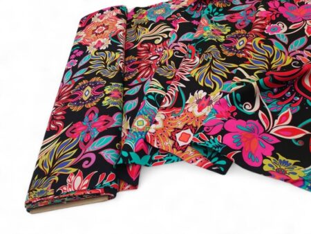 Bright Patterns on Black Viscose - Image 2