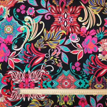Bright Patterns on Black Viscose - Image 4