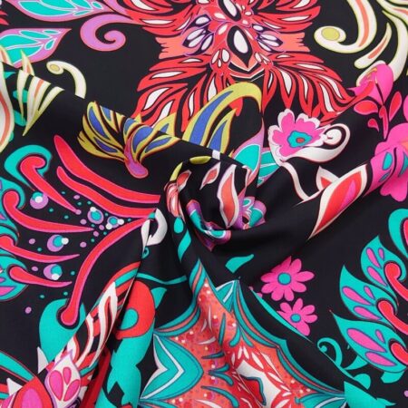 Bright Patterns on Black Viscose - Image 3