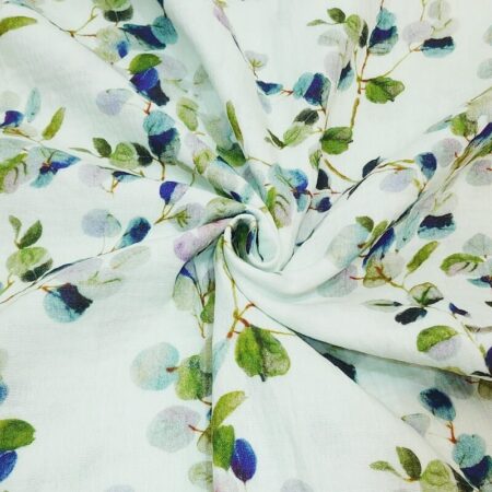 Leaves on Mint Double Gauze - Image 3