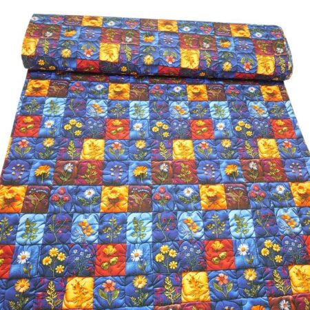 3D Quilted Patchwork Cotton Jersey