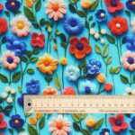 3D Flowers on Turquoise Cotton Jersey