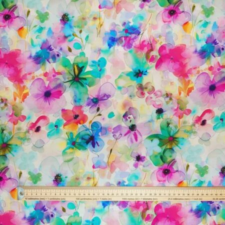 Watercolour Flower Heads Bamboo Jersey - Image 5