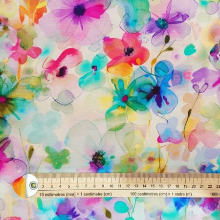 Watercolour Flower Heads Bamboo Jersey - Image 4
