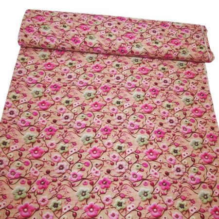 3D Pink Flowers Viscose