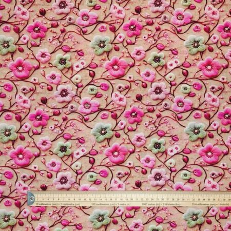 3D Pink Flowers Viscose - Image 5