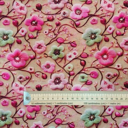 3D Pink Flowers Viscose - Image 4