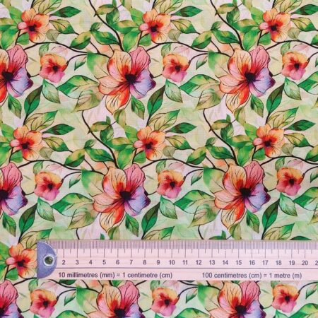 Orange Flowers on Lime Viscose - Image 4