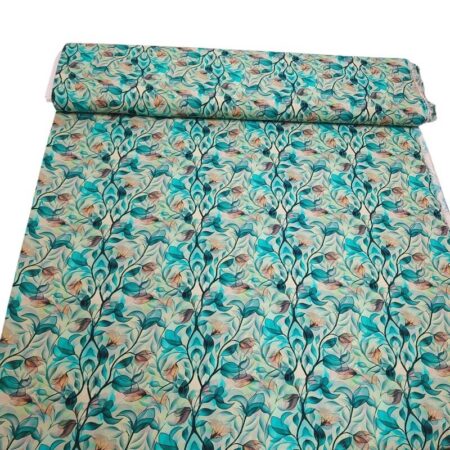 Teal Leaves Viscose