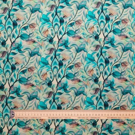 Teal Leaves Viscose - Image 3