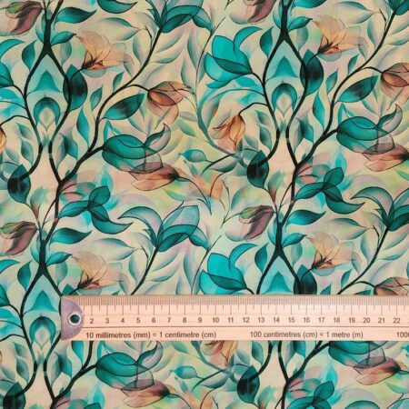 Teal Leaves Viscose - Image 4