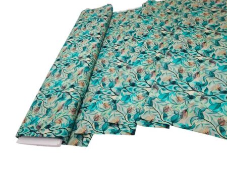 Teal Leaves Viscose - Image 2