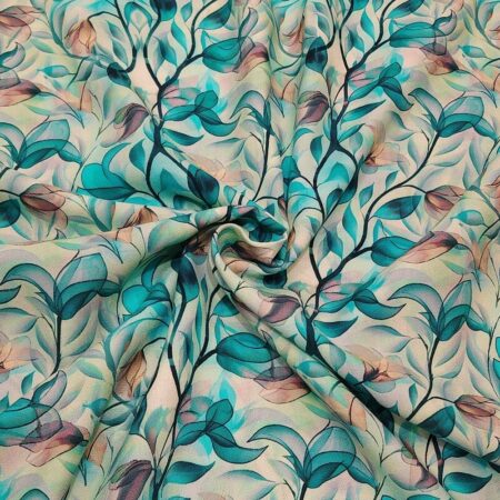 Teal Leaves Viscose - Image 5