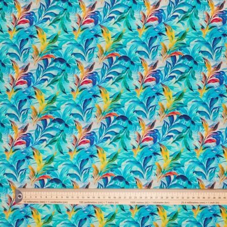 Turquoise Leaves Viscose - Image 5