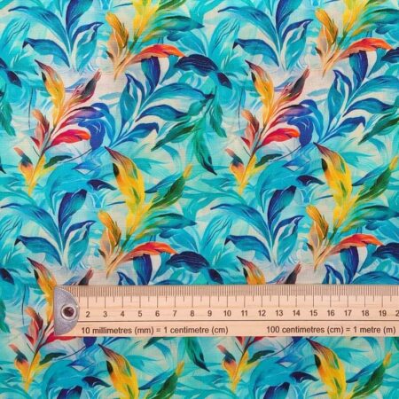 Turquoise Leaves Viscose - Image 4