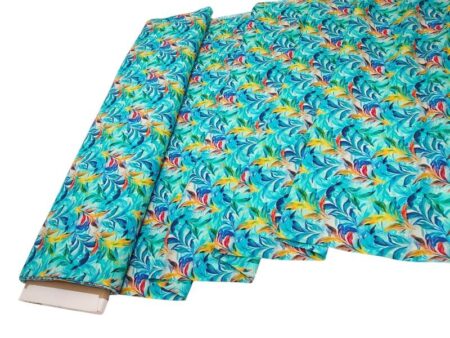 Turquoise Leaves Viscose - Image 2