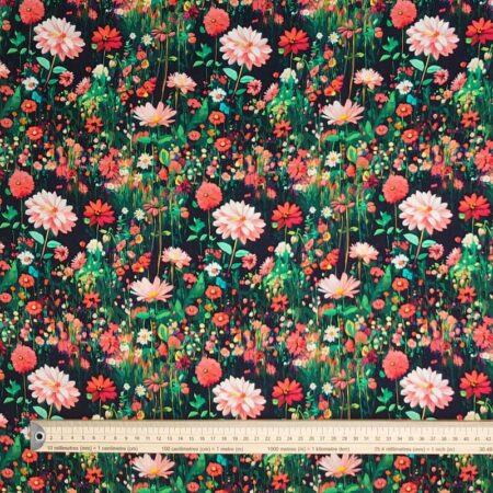 Coral Garden on Black Viscose - Image 4