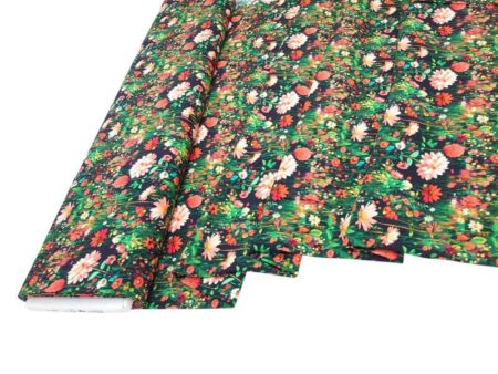Coral Garden on Black Viscose - Image 2