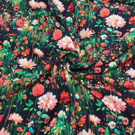 Coral Garden on Black Viscose - Image 5