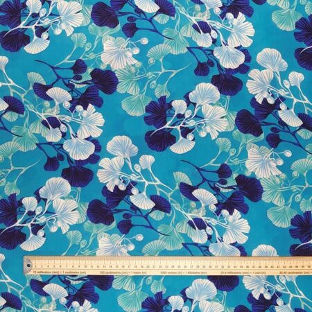 Ginko on Turquoise Viscose - Image 5