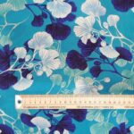 Ginkgo on Turquoise Viscose