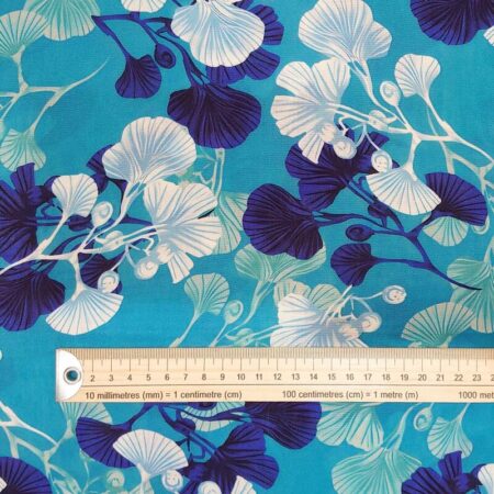 Ginko on Turquoise Viscose - Image 4