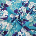Ginkgo on Turquoise Viscose