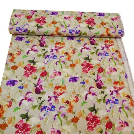 Multi Garden on Sage Linen Viscose