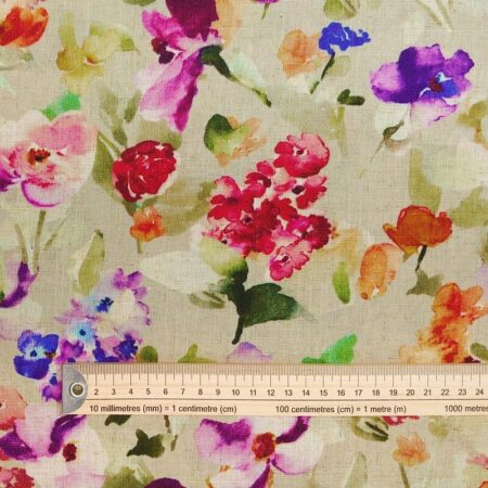 Multi Garden on Sage Linen Viscose - Image 4