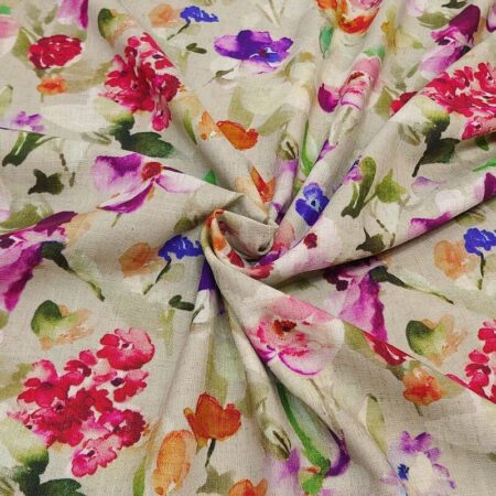Multi Garden on Sage Linen Viscose - Image 2