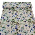 Blue Green Garden Linen Viscose