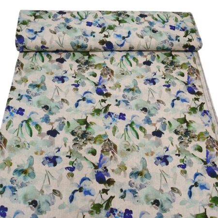 Blue Green Garden Linen Viscose