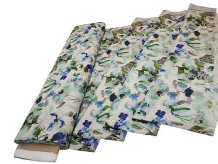 Blue Green Garden Linen Viscose - Image 2