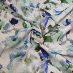 Blue Green Garden Linen Viscose