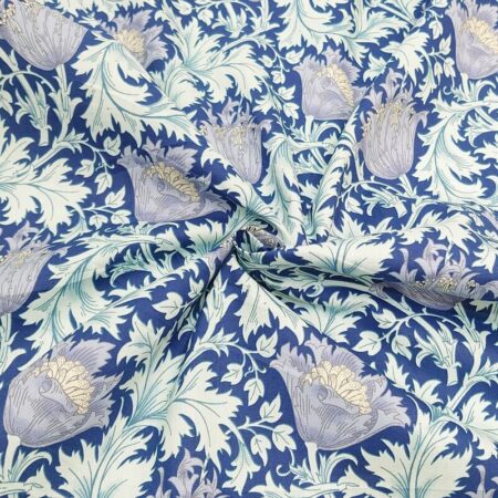 William Morris Botanical Blue Cotton Lawn - Image 3