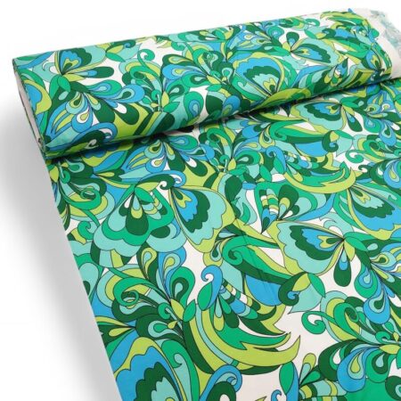 Sixties Swirls Green Cotton Jersey